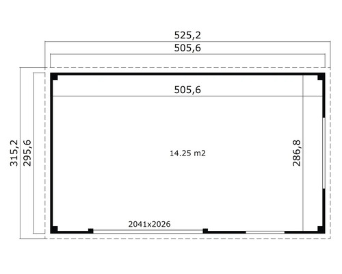 Plan d'aménagement avec dimensions pour une maison de jardin