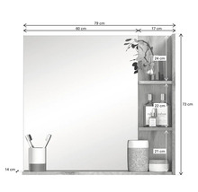 Badezimmerspiegel mit Regal und Massangaben