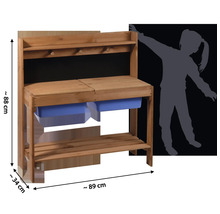 Cuisine d'extérieur pour enfants en bois avec tiroirs et compartiments, dimensions environ 88 x 89 x 34 centimètres