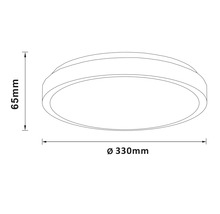 Dessin technique d'un plafonnier avec des dimensions de 65 mm de hauteur et 330 mm de diamètre.