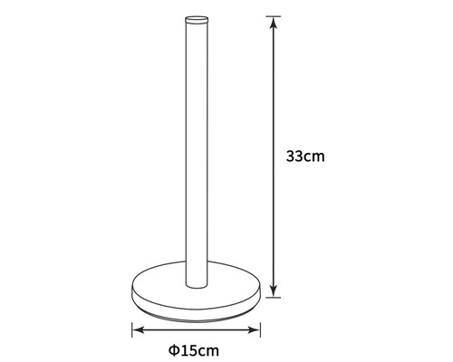 Papierrollenhalter mit den Massen 33 cm Höhe und 15 cm Durchmesser