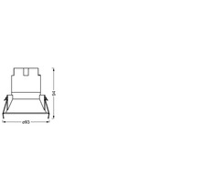 Technische Zeichnung einer Einbauleuchte mit Massangaben