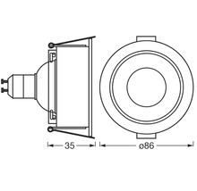 Technische Zeichnung einer Einbauleuchte mit den Maßen 35 und 86 Millimeter.