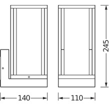 Technische Zeichnung eines Spiegelschranks mit Maßangaben