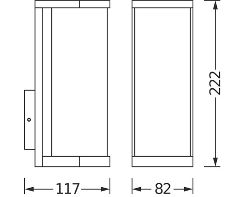 Dessin technique d'une applique murale avec dimensions
