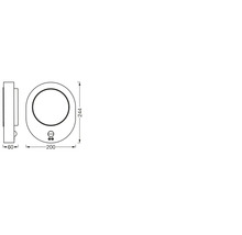 Schéma technique d'un applique murale LED ronde avec les dimensions 244 x 200 x 60 mm.