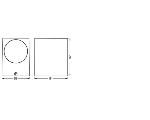 Schéma technique d'un spot mural avec dimensions