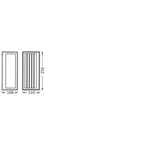 Schéma technique de deux portes de dimensions 108 x 250 et 110 x 250