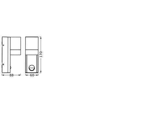 Dessin technique d'un luminaire extérieur avec dimensions