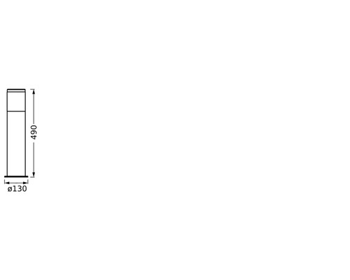 Technische Zeichnung einer Wegeleuchte mit Maßangaben