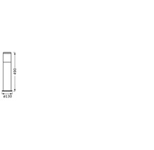 Technische Zeichnung einer Wegeleuchte mit den Maßen 490 mm Höhe und 130 mm Durchmesser