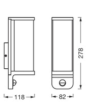 Technische Zeichnung einer Aussenleuchte mit Massangaben