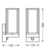 Dessin technique d'un luminaire d'extérieur avec dimensions