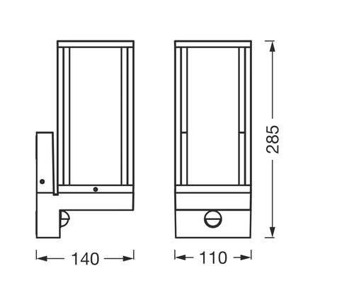 Dessin technique d'un luminaire d'extérieur avec dimensions