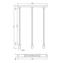 Technische Zeichnung einer Pendelleuchte mit Maßen