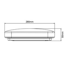 Schéma technique d'un plafonnier de dimensions 280 mm x 50 mm