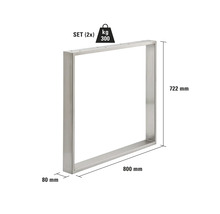 Piètement de table en métal, dimensions 800 x 722 mm, lot de deux pièces, capacité de charge 300 kg