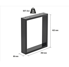 Tischbein aus Metall, Set mit zwei Stück, maximale Belastbarkeit 300 Kilogramm, Höhe 422 Millimeter