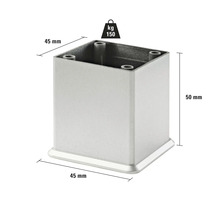 Vierkant Möbelbein aus Metall, 45 x 45 x 50 mm, maximale Belastbarkeit 150 kg