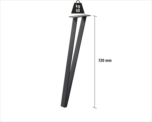 Pied de table en métal, hauteur 720 mm, capacité de charge maximale 50 kg