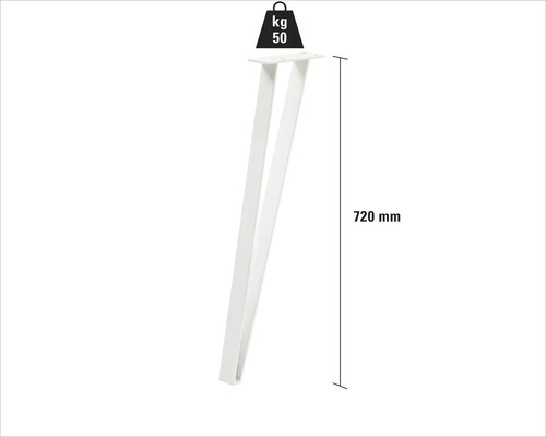 Tischbein aus Metall, 720 mm hoch, Tragfähigkeit 50 kg