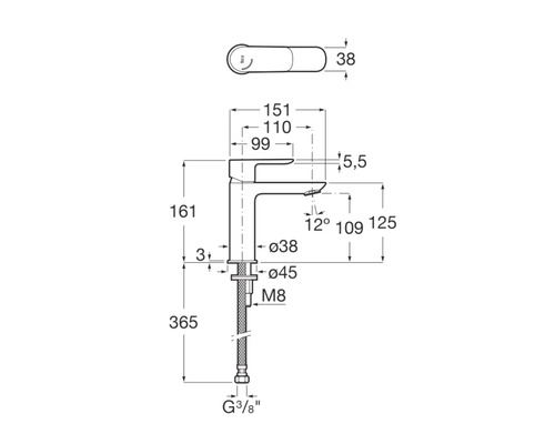 Dimensions d'un robinet de lavabo