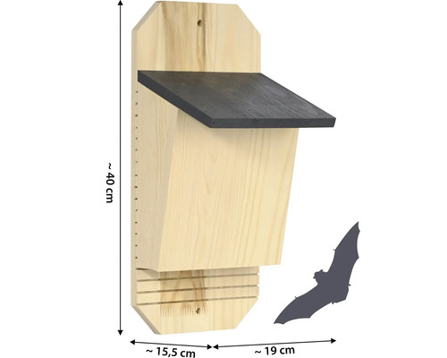 Fledermauskasten aus Holz mit Abmessungen
