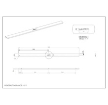 Dessin technique d'un produit Laufen avec indication des dimensions