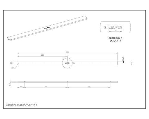 Dessin technique d'un produit Laufen avec dimensions