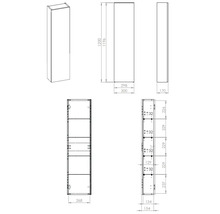 Dessin technique d'une armoire haute de salle de bains avec dimensions
