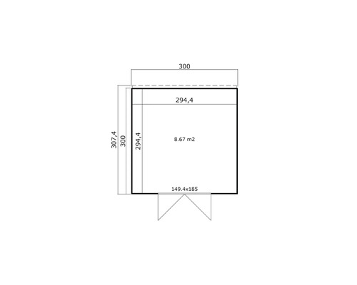 Plan du cabanon de jardin avec dimensions