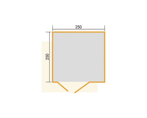 Grundrisszeichnung mit Massangaben 250 x 250