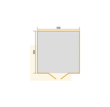 Plan d'un abri de jardin mesurant 300 x 300 centimètres