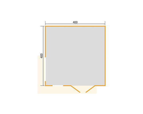 Plan d'un pavillon de jardin mesurant 400 x 400 cm
