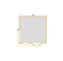 Plan d'un abri de jardin mesurant 400 x 400 cm