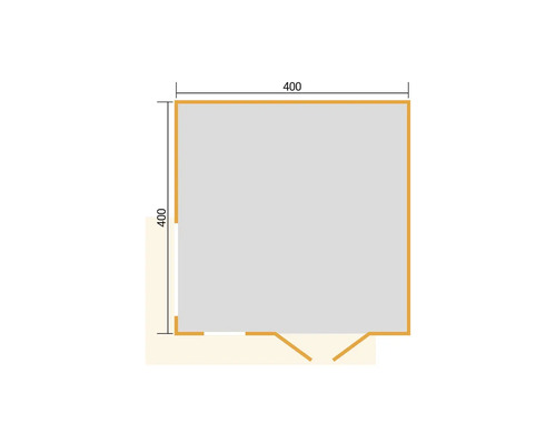 Plan d'un abri de jardin mesurant 400 x 400 cm