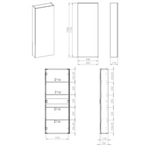 Schéma technique d'une armoire haute avec indications de dimensions