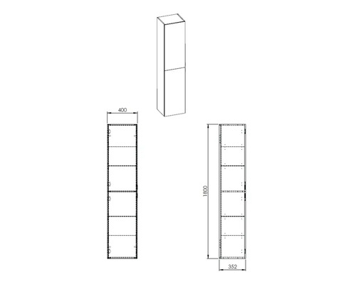 LAUFEN Hochschrank Lida BxHxT 40x180x35.2 cm Frontfarbe weiss