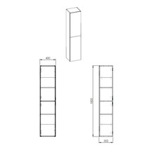 Schéma technique d'une armoire haute de dimensions 400 x 1800 x 352 mm