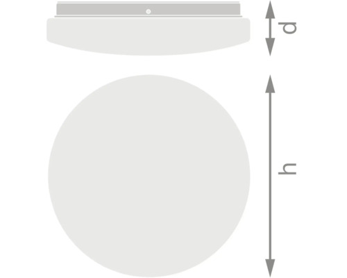 Schéma technique d'un plafonnier avec indication de la hauteur