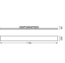 Technische Zeichnung einer Leuchte mit den Maßen 1195, 295 und 60 Millimeter.