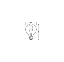 Dessin technique d'une ampoule avec indications de dimensions