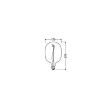 Dessin technique d'une ampoule avec les dimensions 170 sur 270 millimètres