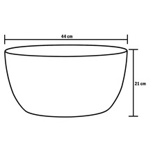 Skizze einer Schale mit den Massen 44 cm Breite und 21 cm Höhe
