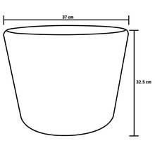Schéma d'un pot de fleurs avec dimensions : 37 cm de large et 32,5 cm de haut