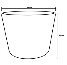 Schéma d'un pot de fleurs avec des dimensions de 47 cm de large et 39 cm de haut.