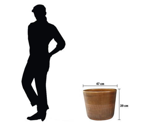 Pot de fleurs en céramique avec des dimensions de 47 cm de largeur et 39 cm de hauteur