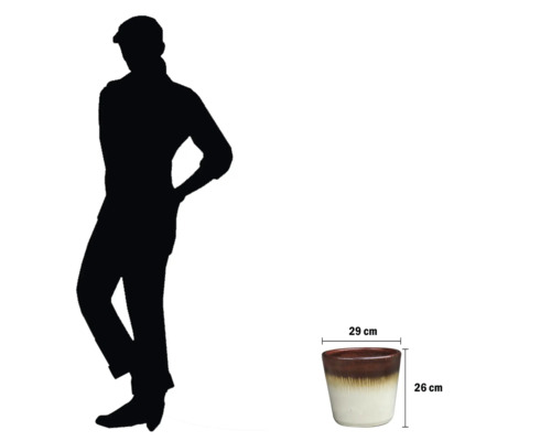 Pot de fleurs en céramique mesurant 29 centimètres sur 26 centimètres