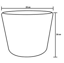Schéma d'un pot de fleurs avec des dimensions de 29 cm de largeur et 26 cm de hauteur
