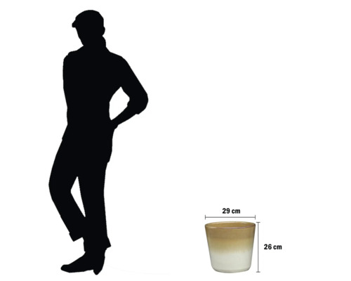 Pot de fleurs en céramique avec indication de la hauteur et de la largeur